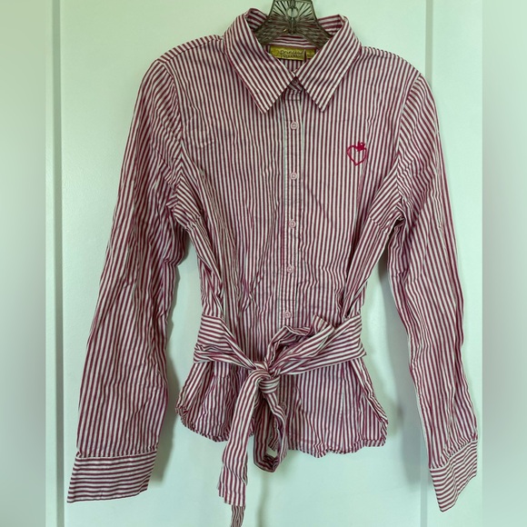 Vera Wang Pink and White Striped Button-Down Shirt - Picture 1 of 5